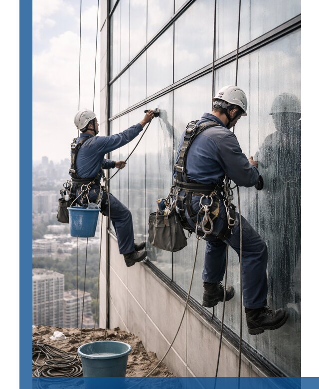 Профессиональная мойка фасадных окон альпинистами в Артёме