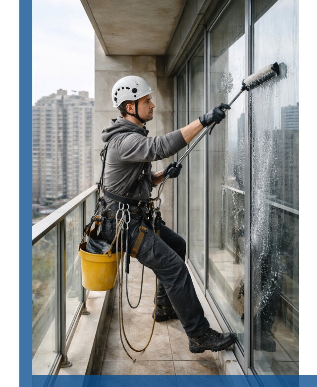 Профессиональная мойка балконного остекления в Артёме