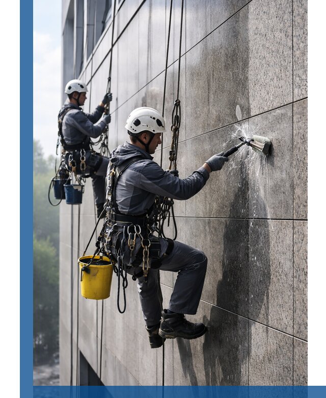 Профессиональная мойка фасада из керамогранита в Артёме