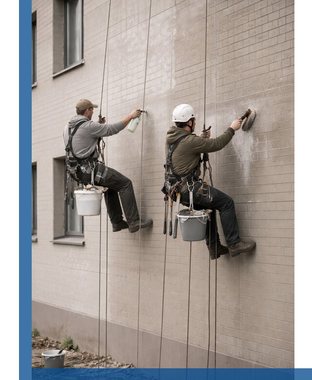 Удаление высолов с фасада зданий в Артёме без повреждений и следов