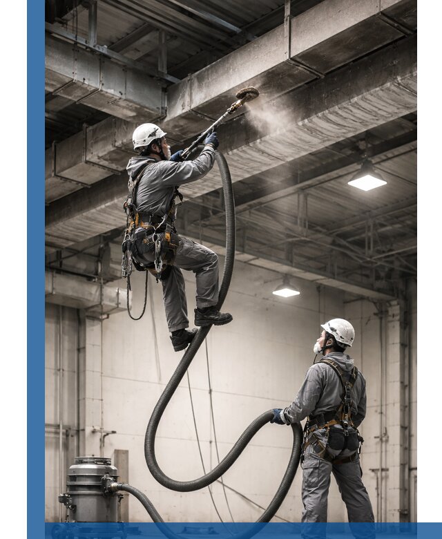 Обеспыливание потолочных конструкций в Артёме промышленным альпинизмом