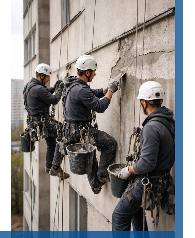 Ремонт бетонных элементов фасада в Артёме от 2592 р. | ВЫСОТНИК-Арт