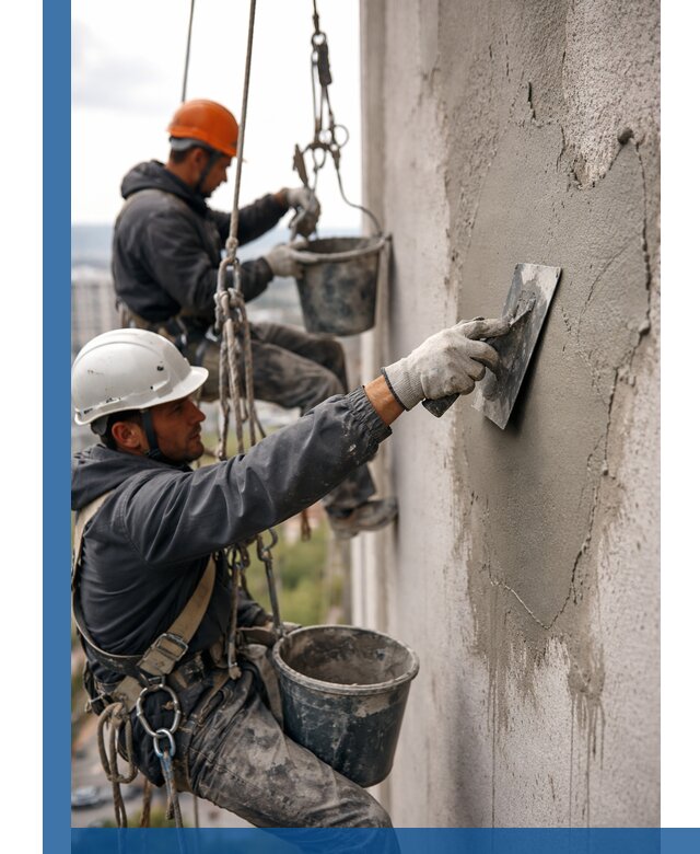 Штукатурка фасада на высоте в Артёме профессиональные работы