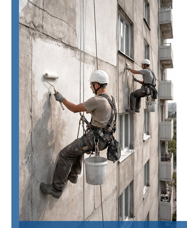 Покраска бетонного фасада в Артёме для жилых и промышленных объектов