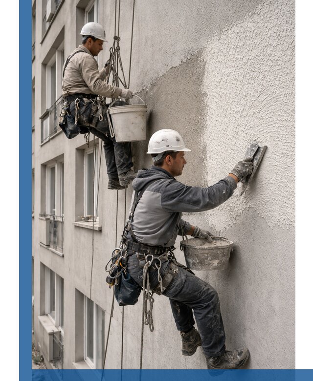 Нанесение декоративной штукатурки короед на фасад в Артёме