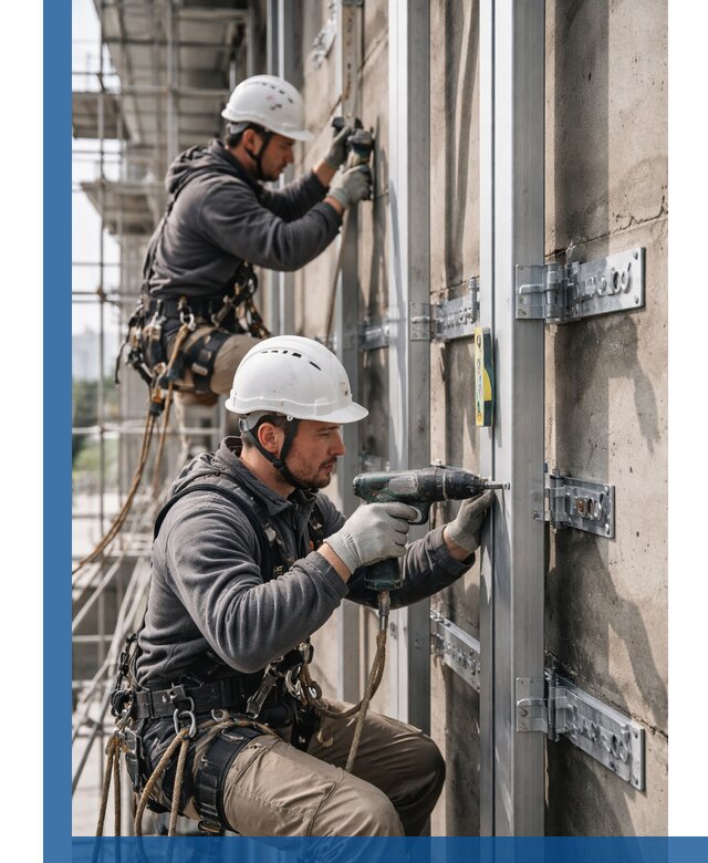 Монтаж и крепление подсистемы вентфасада в Артёме