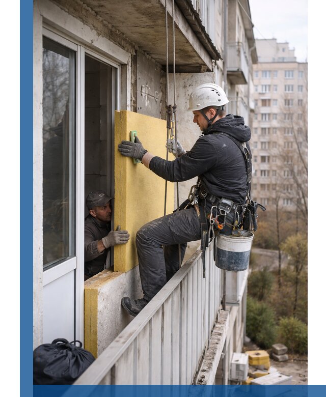 Профессиональное утепление балкона снаружи в Артёме под ключ