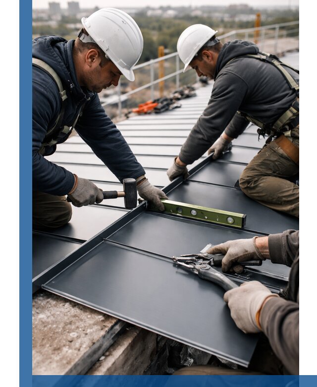 Монтаж фальцевой кровли в Артёме для промышленных зданий