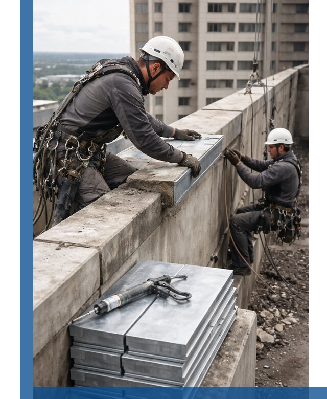 Замена парапетных крышек и установка новых в Артёме