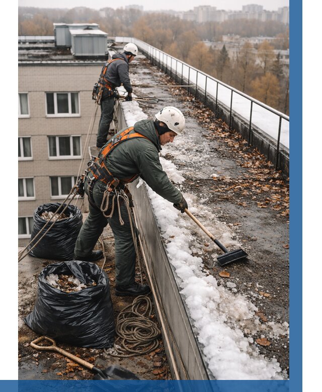 Очистка кровли по периметру в Артёме от 570 р. | ВЫСОТНИК-Арт