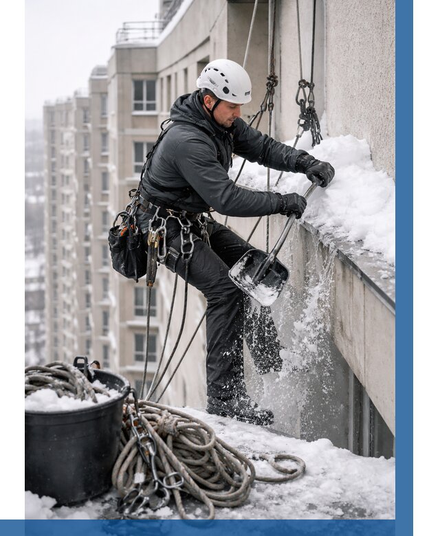 Очистка карнизов от снега в Артёме от 311 р. | ВЫСОТНИК-Арт