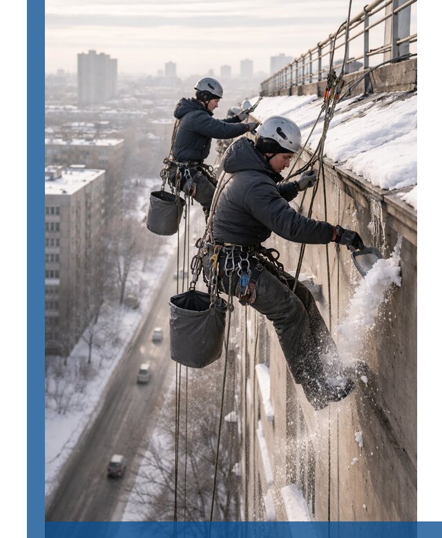 Очистка карнизов от снега в Артёме профессионально и безопасно