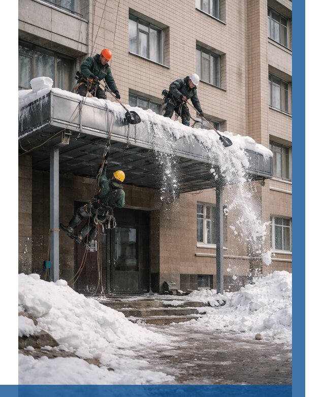 Очистка козырьков от снега в Артёме от 3628 р. | ВЫСОТНИК-Арт