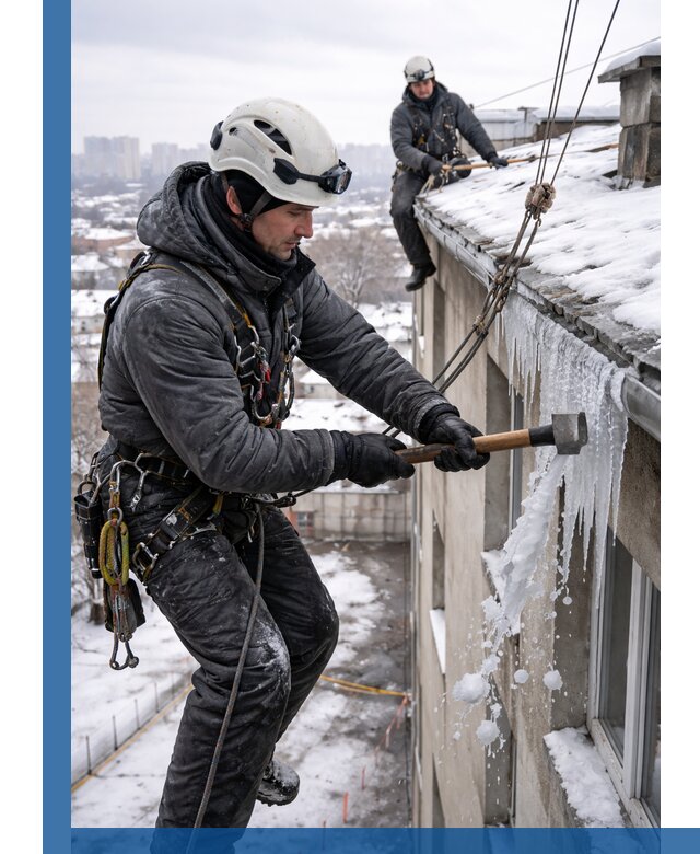 Сбивание и удаление сосулек с крыши в Артёме безопасно