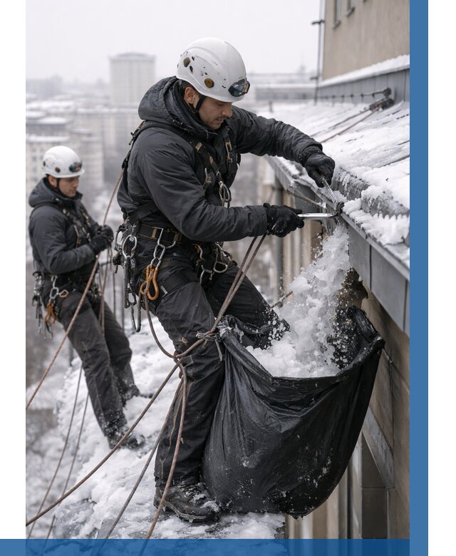 Аварийная очистка крыши в Артёме под ключ от 311 р. | ВЫСОТНИК-Арт