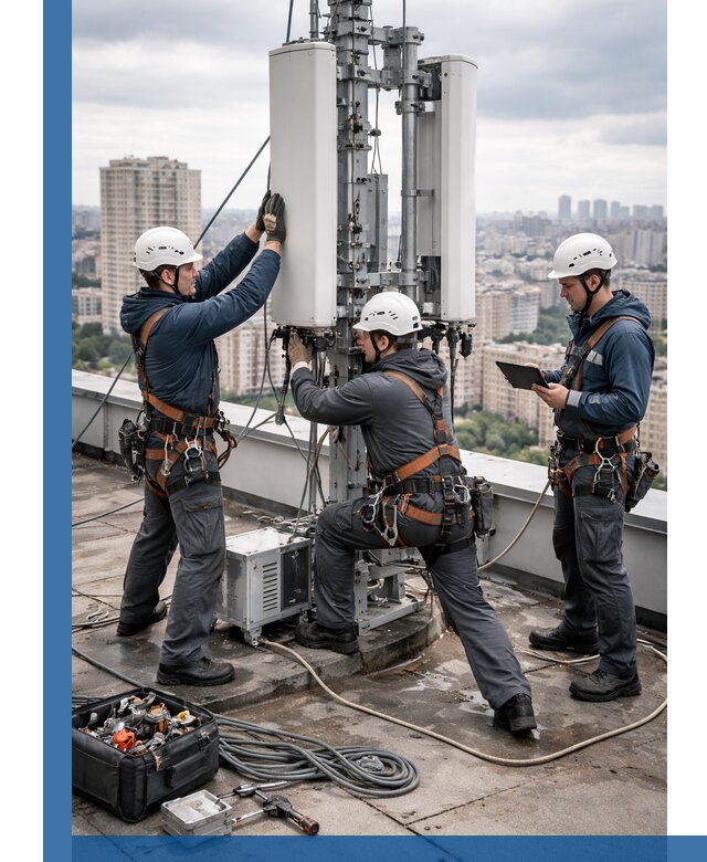 Монтаж антенн связи на крыше в Артёме с вводом в эксплуатацию