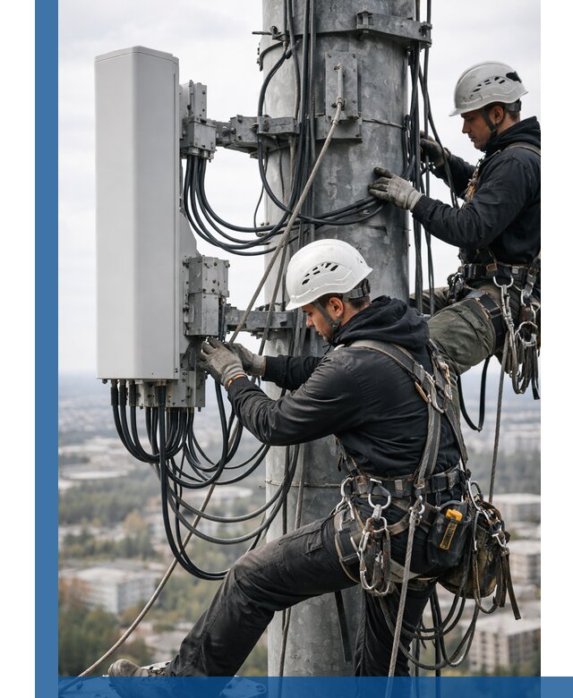 Монтаж оборудования связи на мачте в Артёме с пусконаладкой