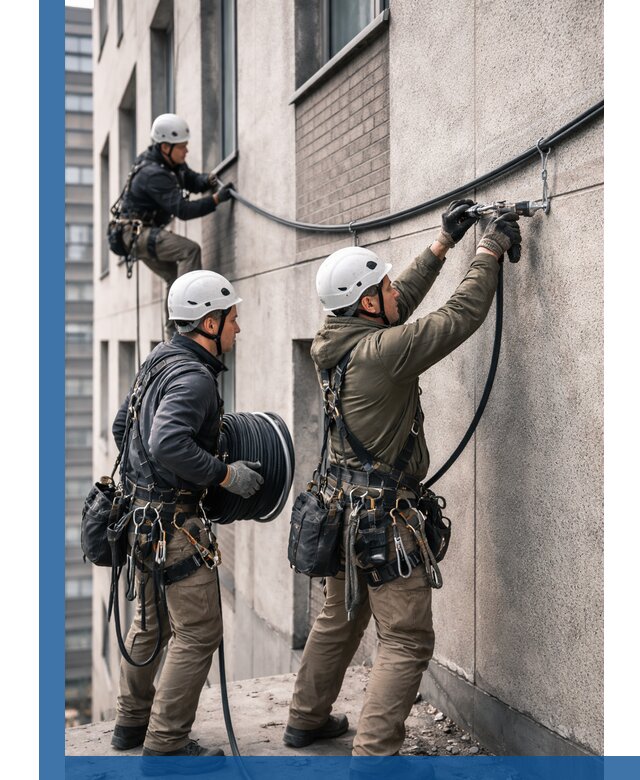 Прокладка кабеля по фасаду в Артёме, профессиональный монтаж