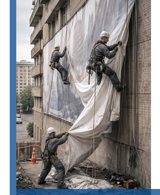 Демонтаж баннеров с фасада в Артёме оперативно и безопасно