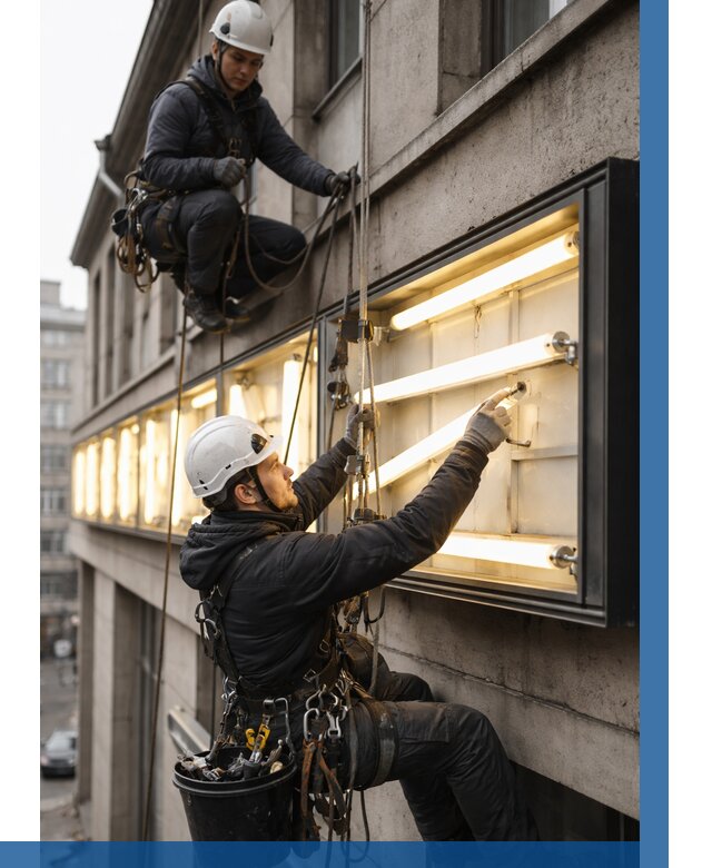Замена ламп в вывеске в Артёме под ключ от 3628 р. | ВЫСОТНИК-Арт