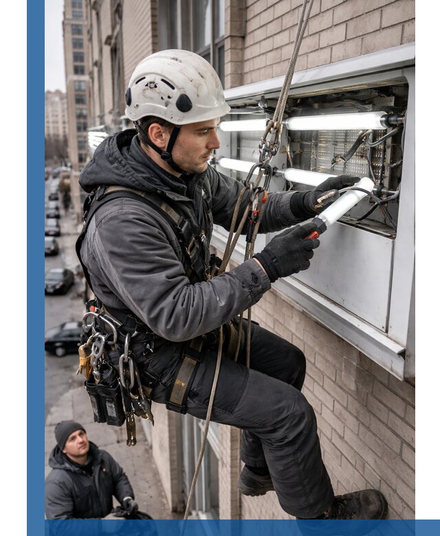 Профессиональная замена ламп в наружной вывеске в Артёме