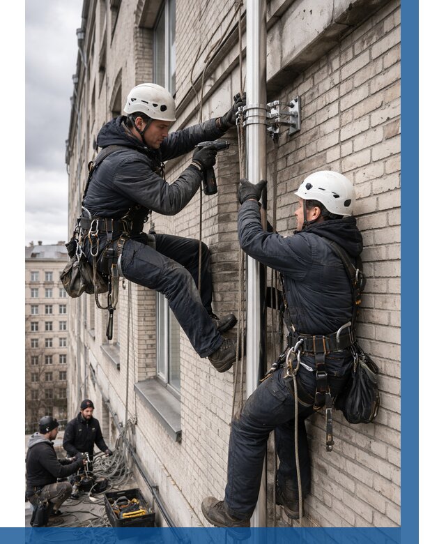 Монтаж флагштока на здании в Артёме от 6739 р. | ВЫСОТНИК-Арт