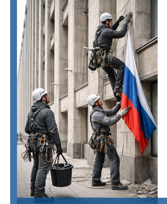 Профессиональная установка флагов на фасаде в Артёме