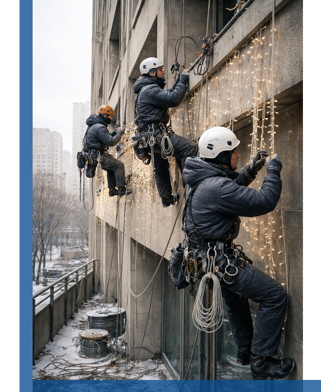 Монтаж новогодней иллюминации и украшение фасадов в Артёме