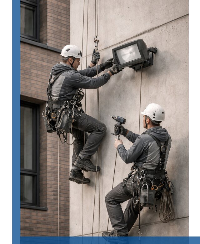 Профессиональный монтаж фасадных прожекторов в Артёме под ключ