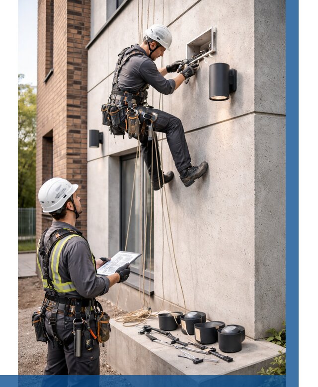 Монтаж фасадного освещения в Артёме от 2592 р. | ВЫСОТНИК-Арт