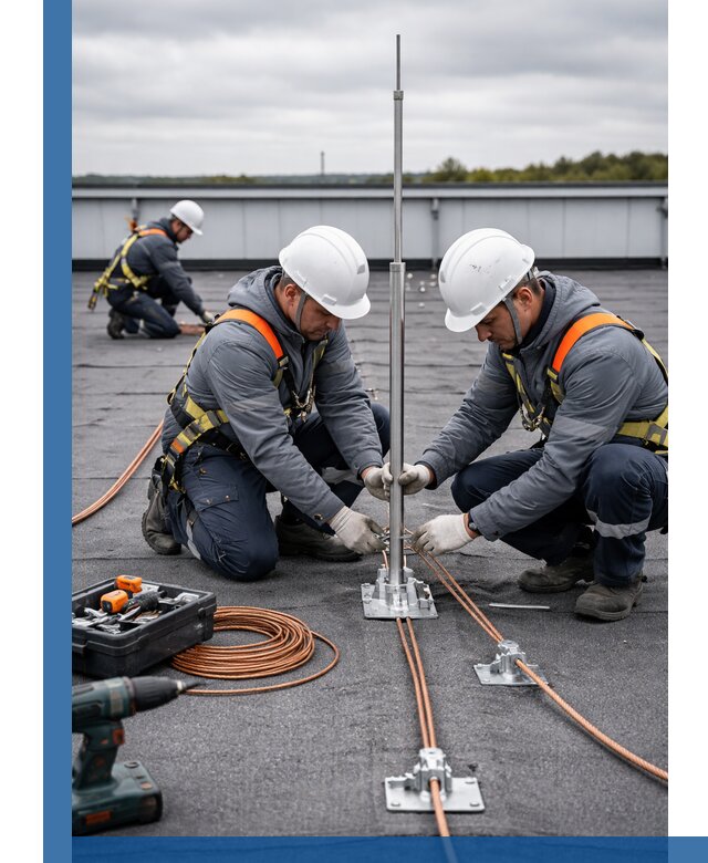 Монтаж молниезащиты на кровле в Артёме под ключ с гарантией