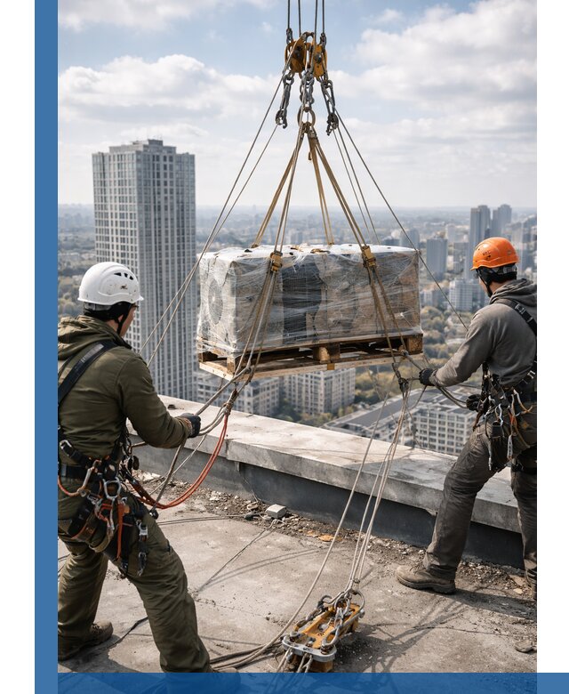 Подъем и монтаж крупногабаритных грузов на крышу в Артёме