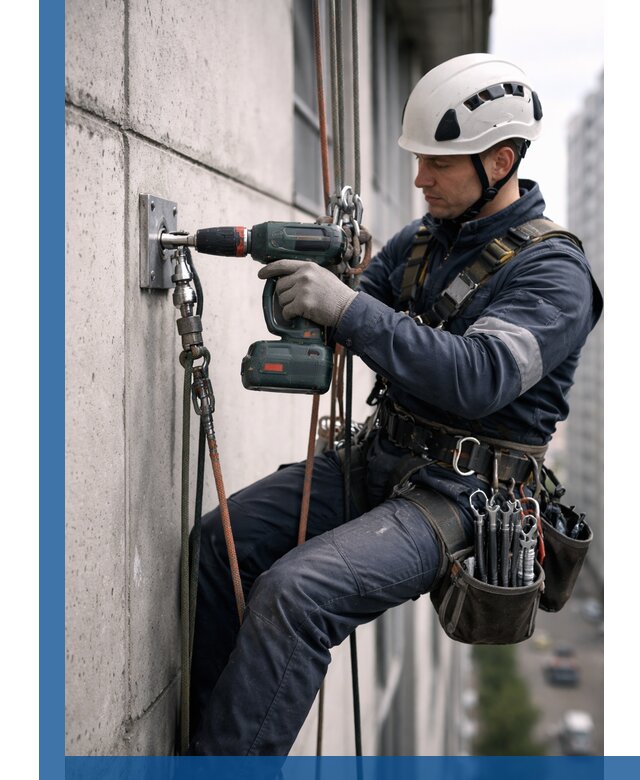 Установка анкерных точек для высотных работ в Артёме